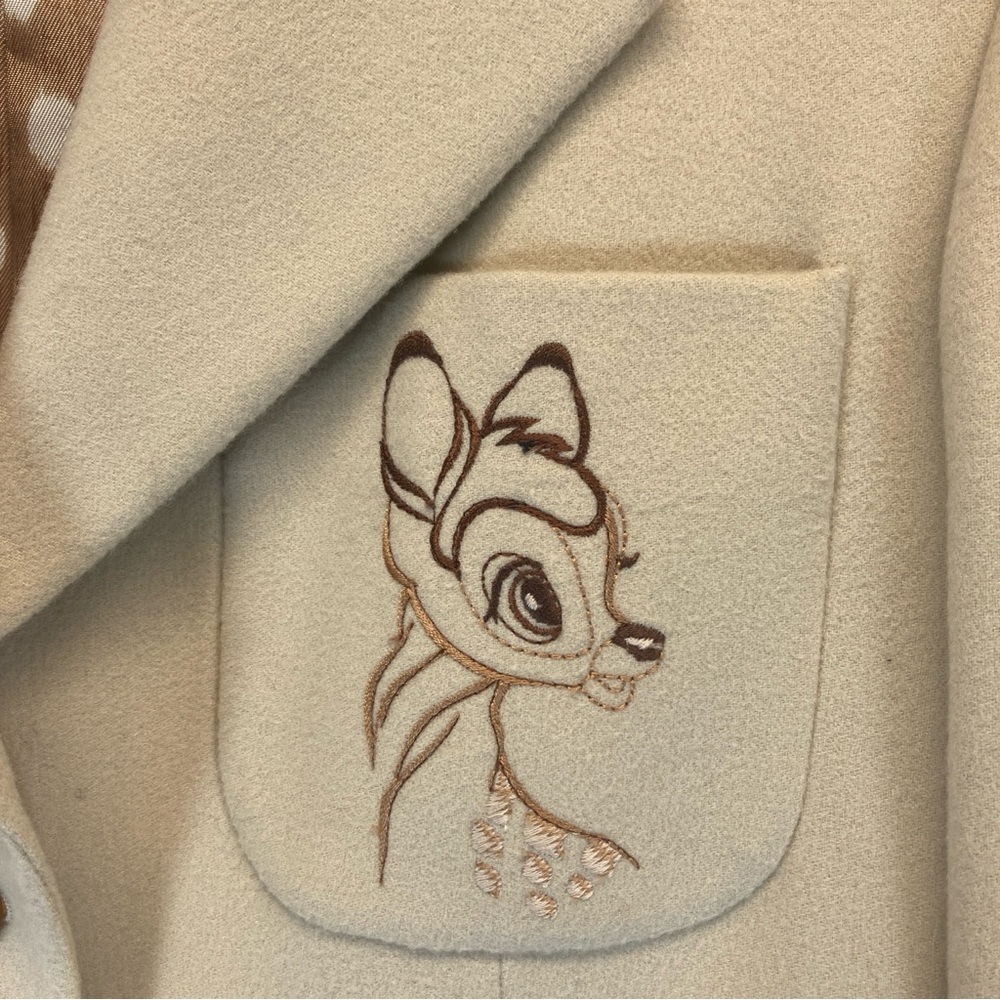 ICEBERG Vintage Disney Bambi Jacket Blazer Coat Cashmere Wool Beige Size 38 - Picture 4 of 15